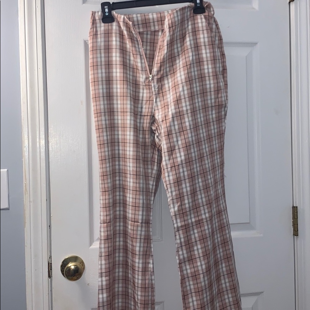Flare plaid pants